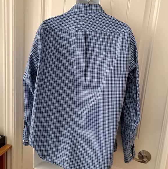 LAND'S END traditional fit plaid check button down shirt blue 15-15.5 - Picture 3 of 4